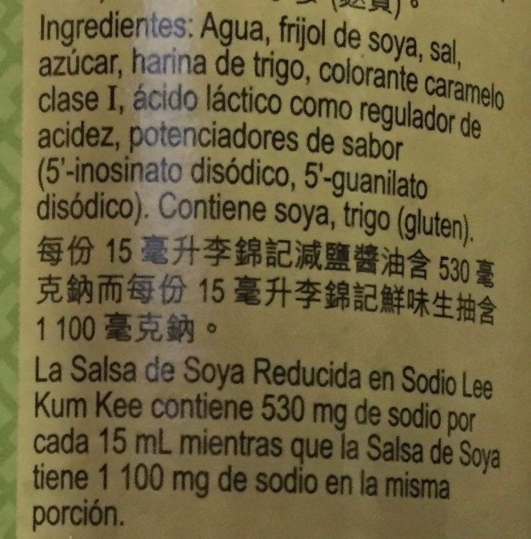 Less Sodium Soy Sauce - Ingredientes