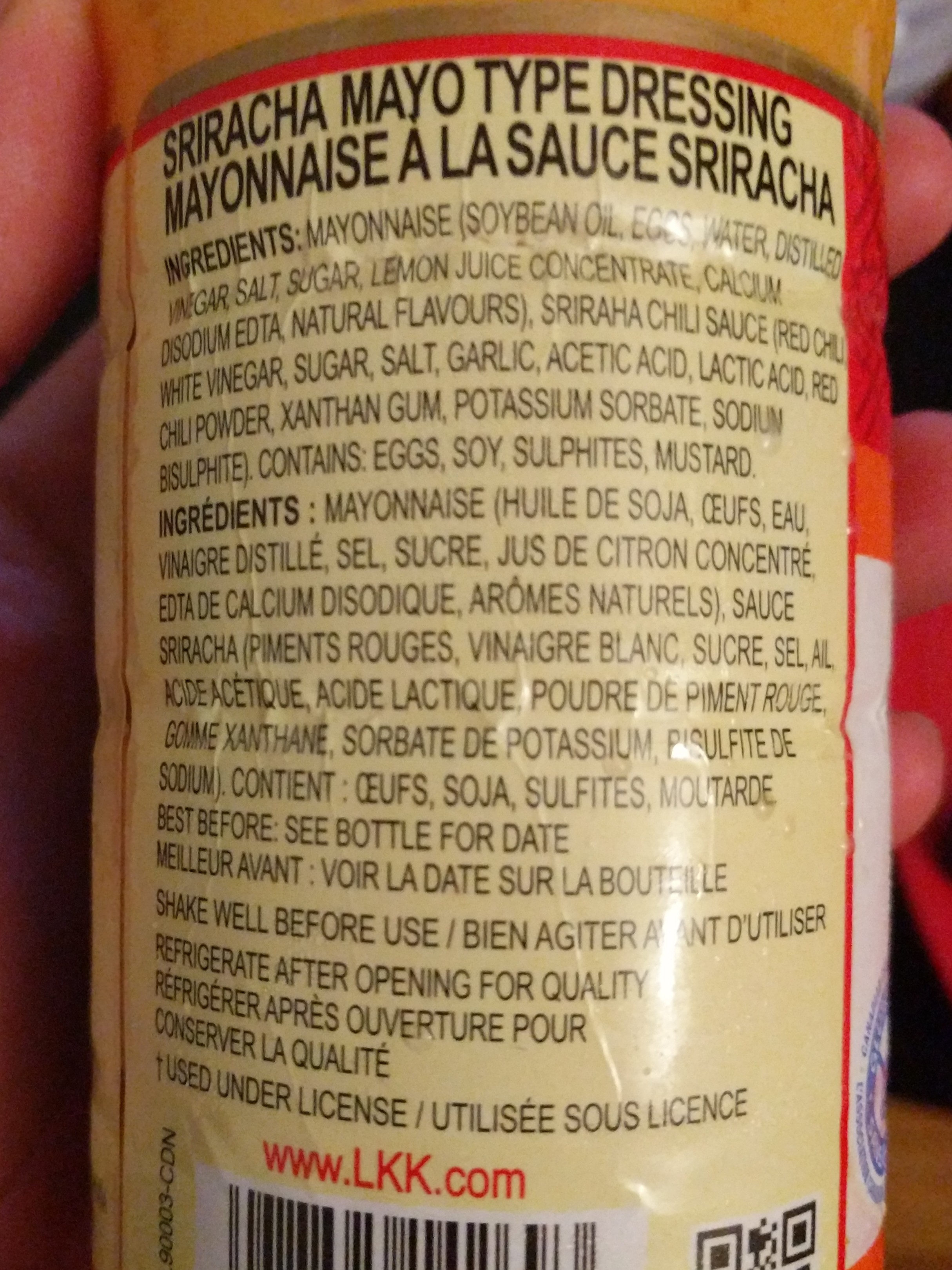 Sriracha mayonnaise - Ingrédients - en