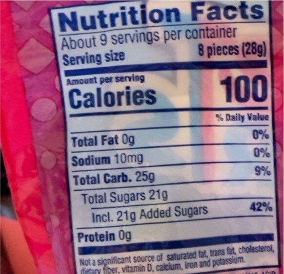 Chewy fusions - Nutrition facts