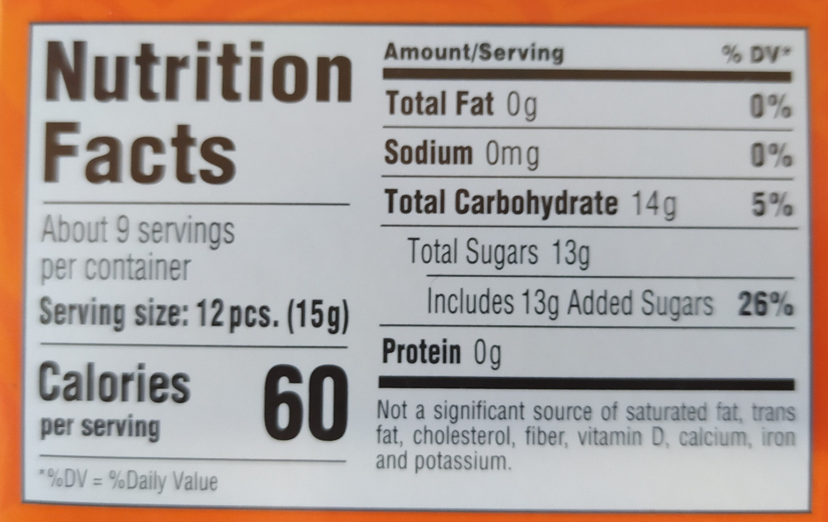 Candy theater box - Nutrition facts