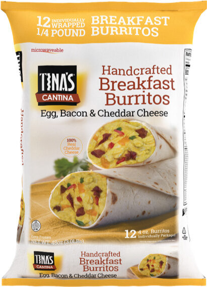 Bacon & Cheddar Cheese Handcrafted Breakfast Burritos - Product