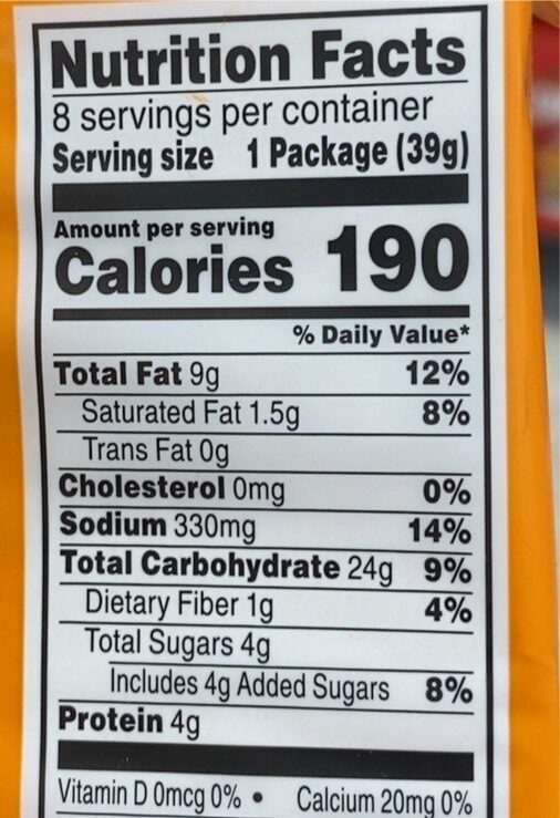 Crackers Cheese With Peanut Butter 11.06Oz - Nutrition facts