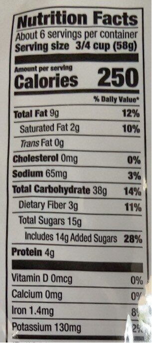Organic granola with whole rolled oats - Nutrition facts