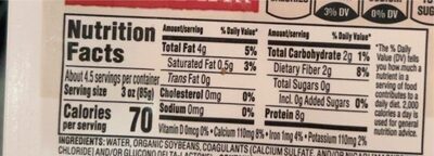 Organic Tofu Extra Firm - Nutrition facts