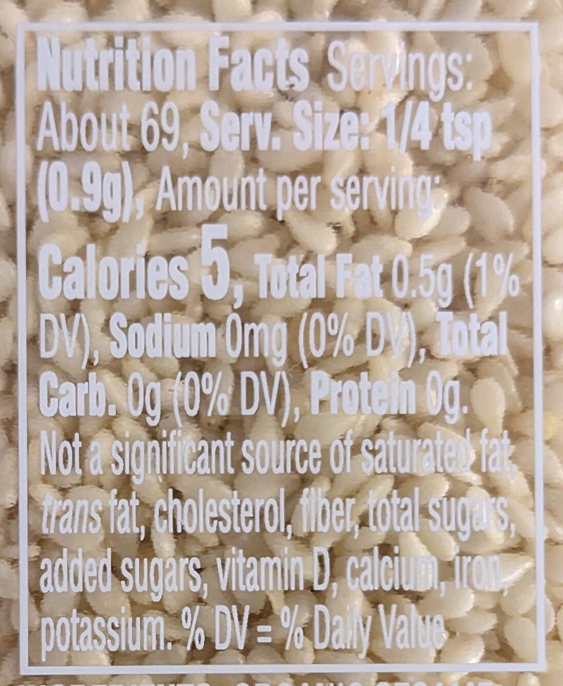 Organic Sesame Seed - Nutrition facts