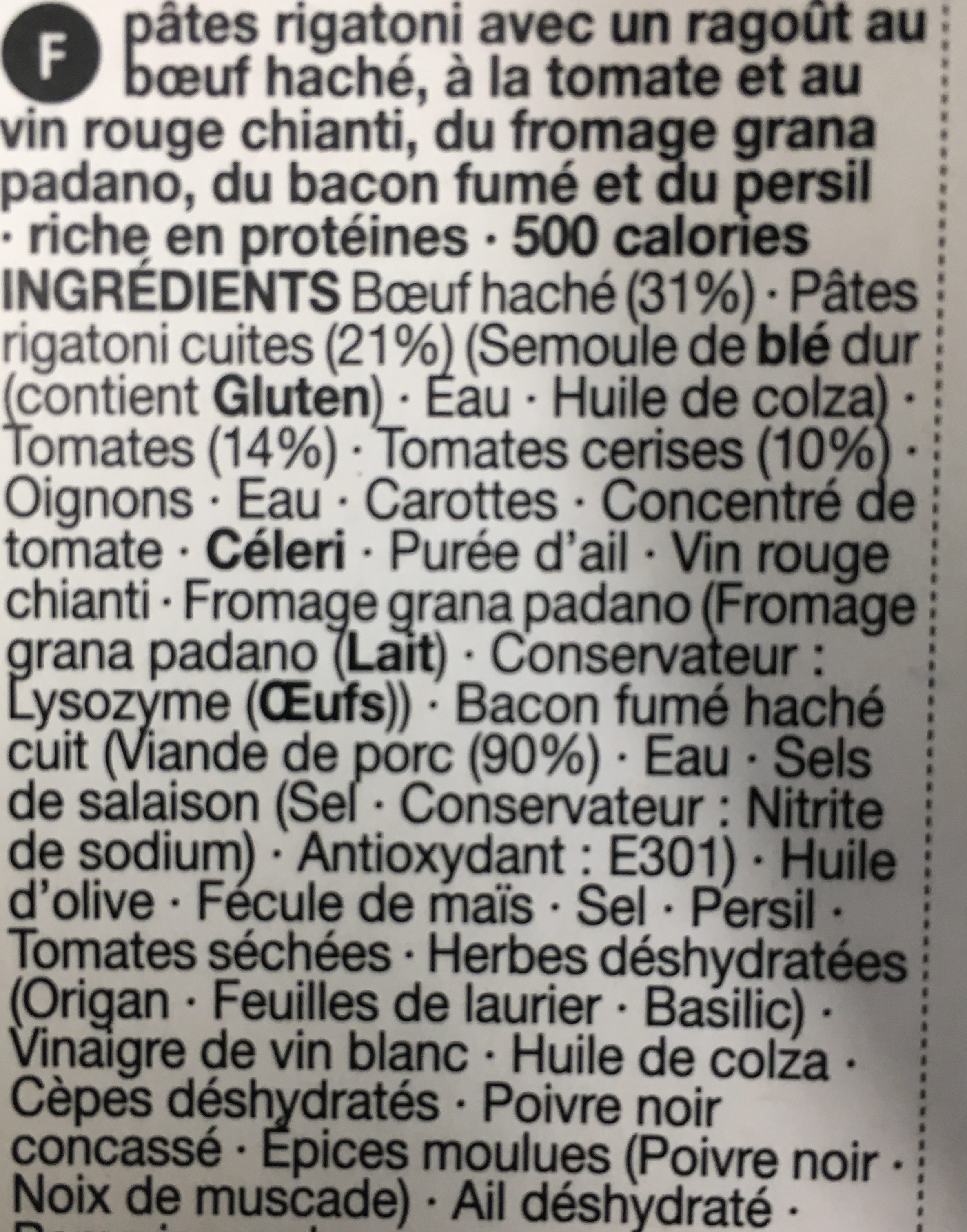 Beef & chianti ragu - Ingredients - fr