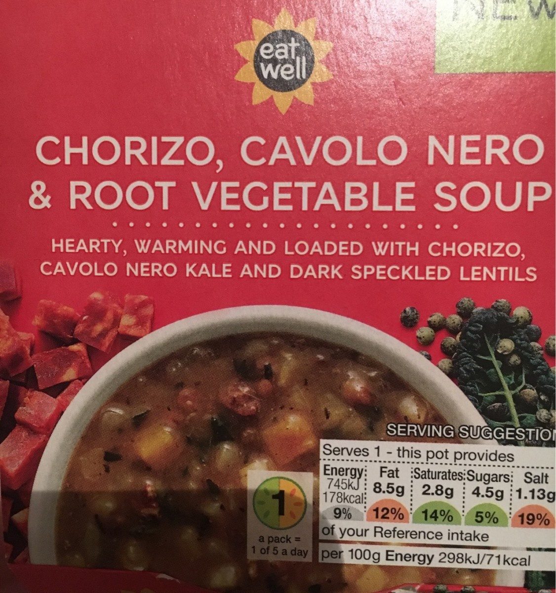Soupe de legumes racines avec des lentilles du chorizo de porc - Product - fr