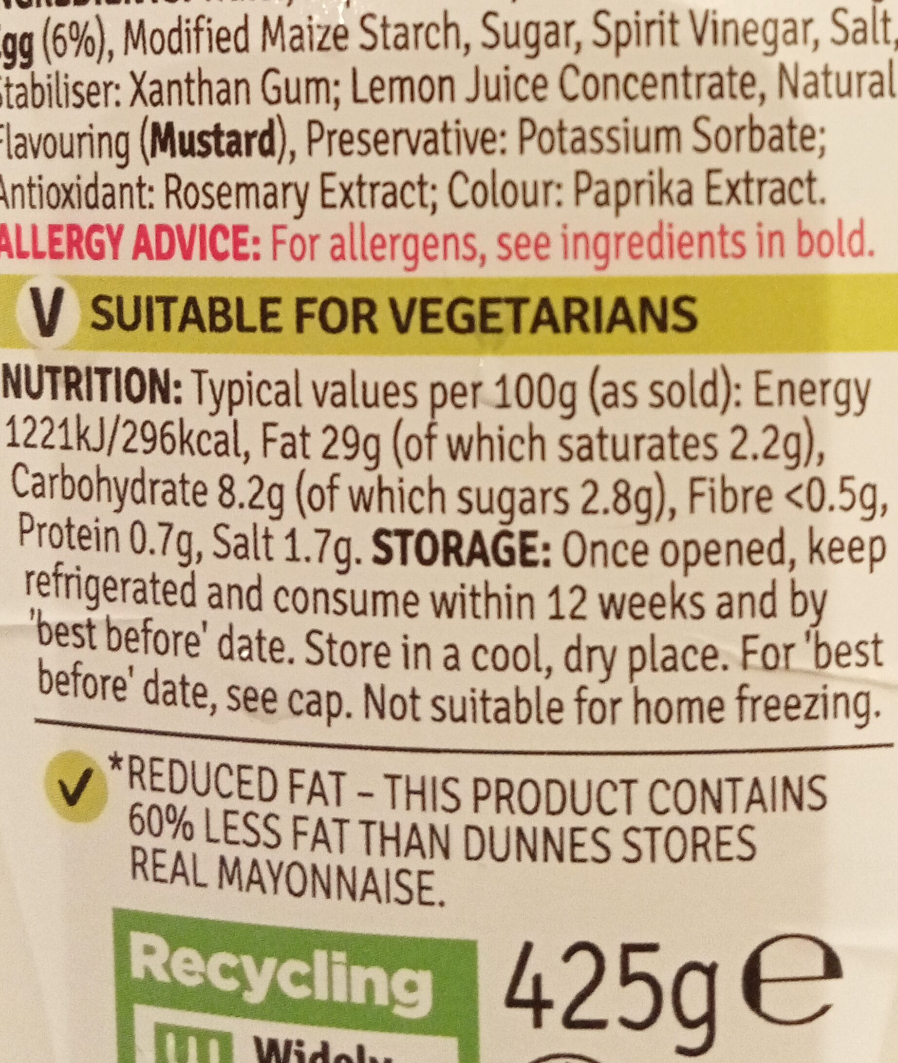 light mayonnaise - Nutrition facts