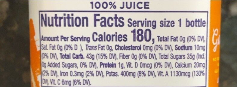 Naked mighty mango juice - Nutrition facts