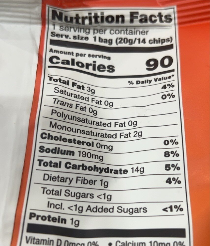 Potato chips - Nutrition facts