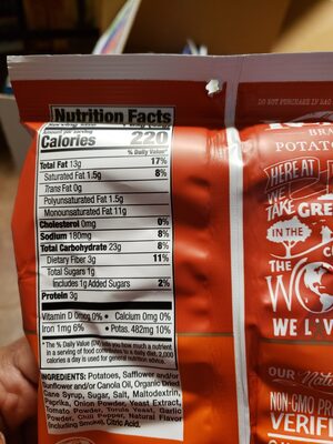 Kettle brand, potato chips, backyard barbeque - Nutrition facts