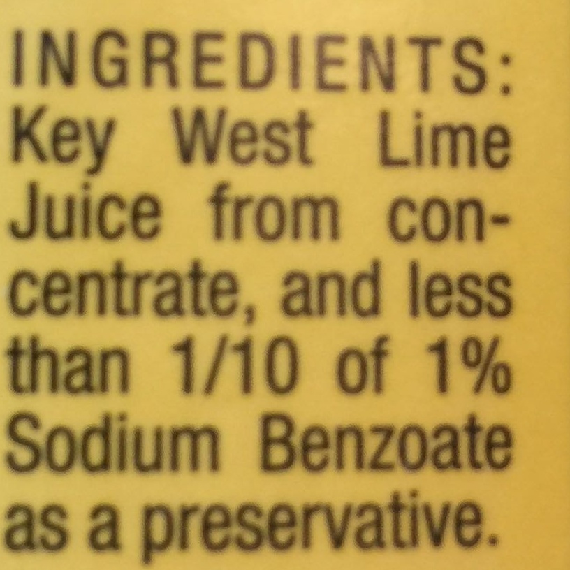 Key west lime juice - Ingredienser - en