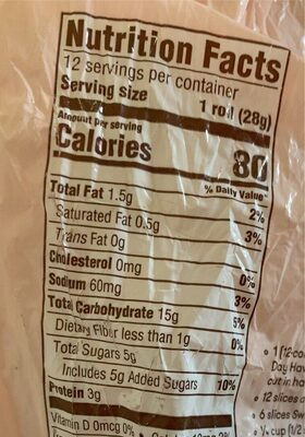 Premium hawaiian sweet rolls - Nutrition facts