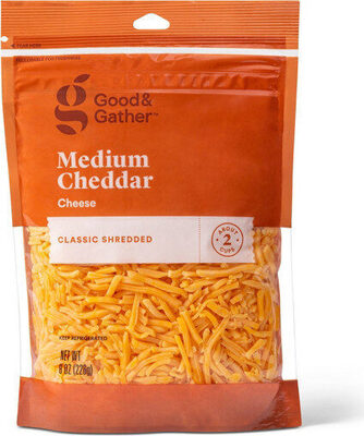Calories in  Medium Cheddar Cheese Classic Shredded, Medium Cheddar
