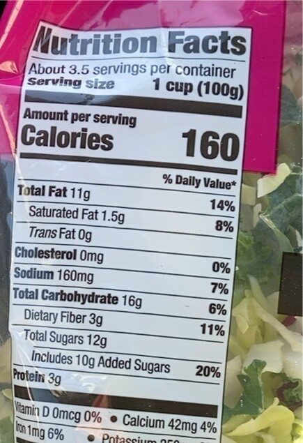 Sweet kale - Nutrition facts