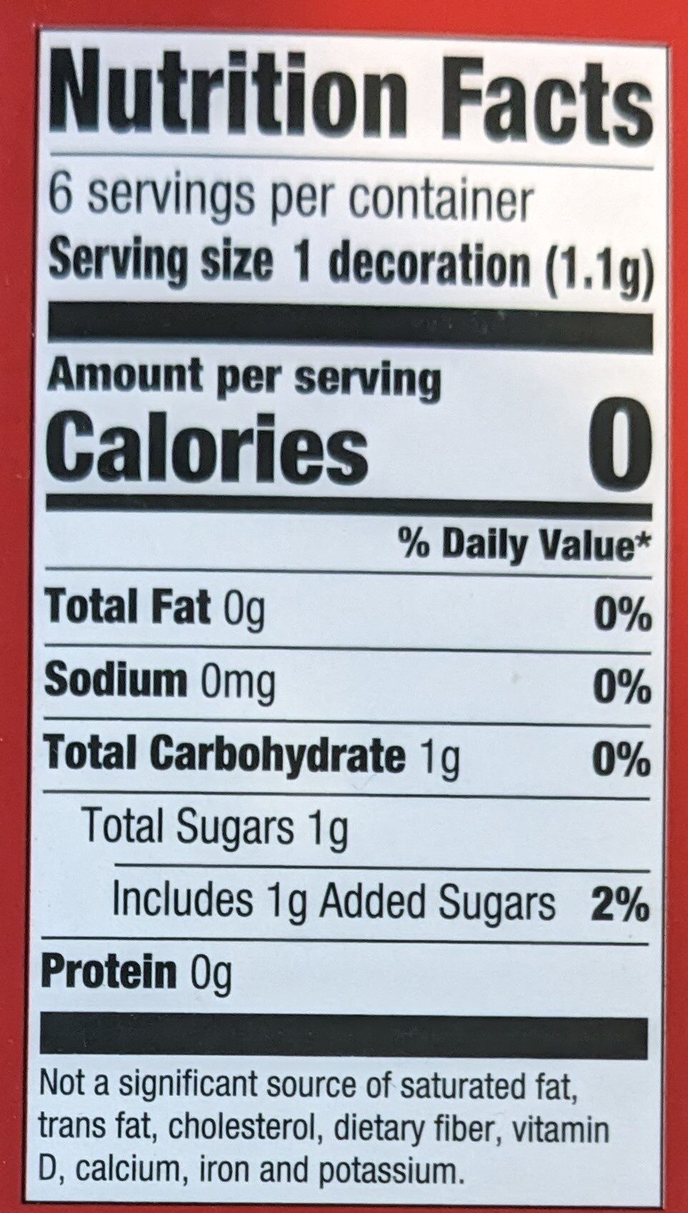 A White Christmas Icing Decorations - Nutrition facts
