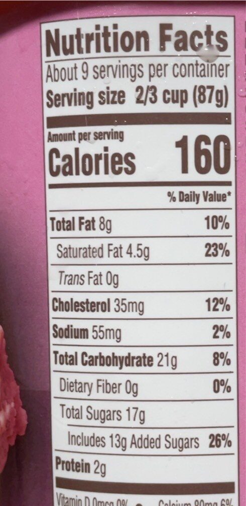 Strawberry Ice Cream - Nutrition facts