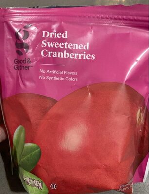Target Stores, SWEETENED DRIED CRANBERRIES, SWEETENED, barcode: 0085239182802, has 0 potentially harmful, 1 questionable, and
    1 added sugar ingredients.