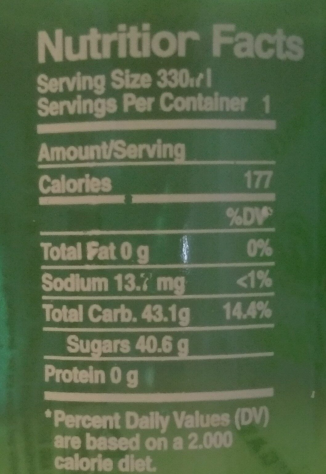 Root Beer - Nutrition facts