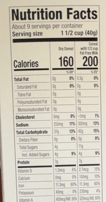 Crisp Rice Cereal - Nutrition facts