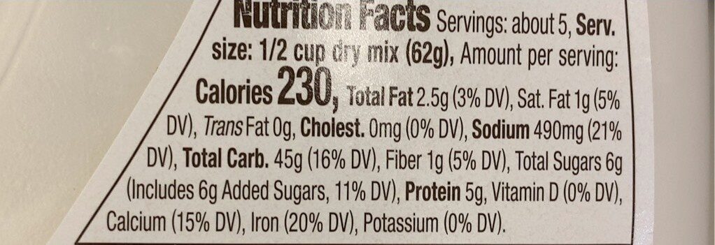 Buttermilk pancake mix - Nutrition facts