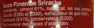 Sriracha Hot Chilli Sås - Ingrédients