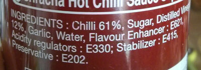 Super Sour Sriracha Hot Chilli Sauce - Ingredients