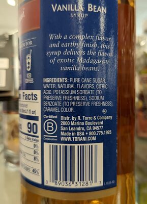 Vanilla bean syrup - Ingredients