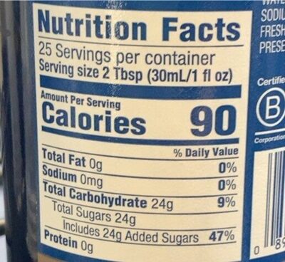 blue curacao syrup - Nutrition facts