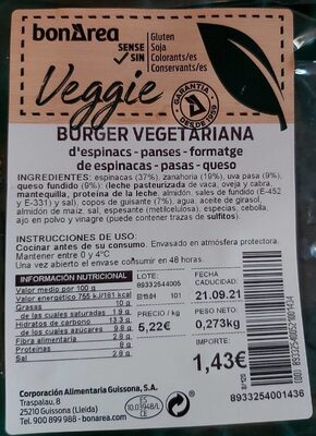 Burguer Vegetariana - Producto