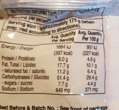 Indo mie mi goreng instant noodle - Nutrition facts
