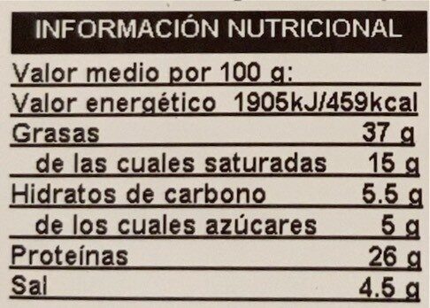 Snack de fuet extra - Informació nutricional - es