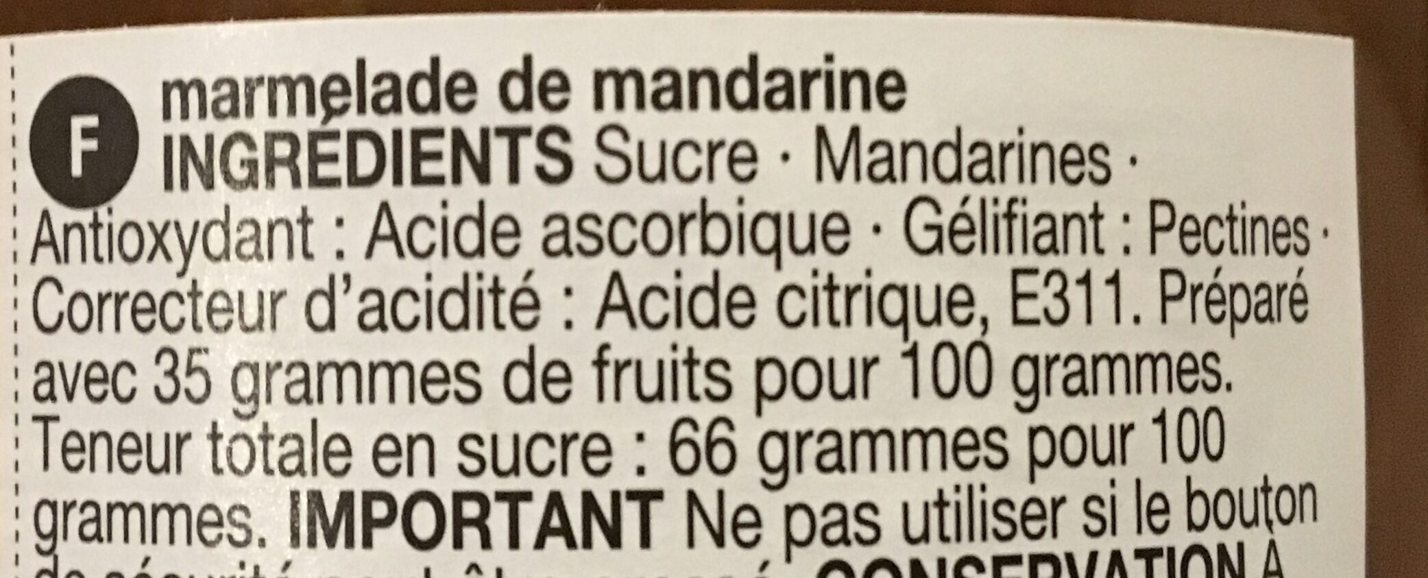 Confiture de mandarines - Ingredients - fr