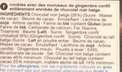 Belgian Dark Chocolate & Stem Ginger Cookiers - Ingredienser - fr