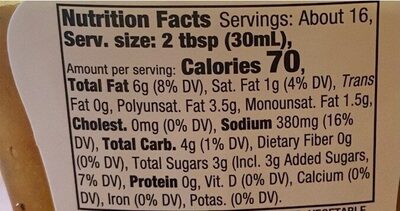 Robust Italian Dressing - Nutrition facts