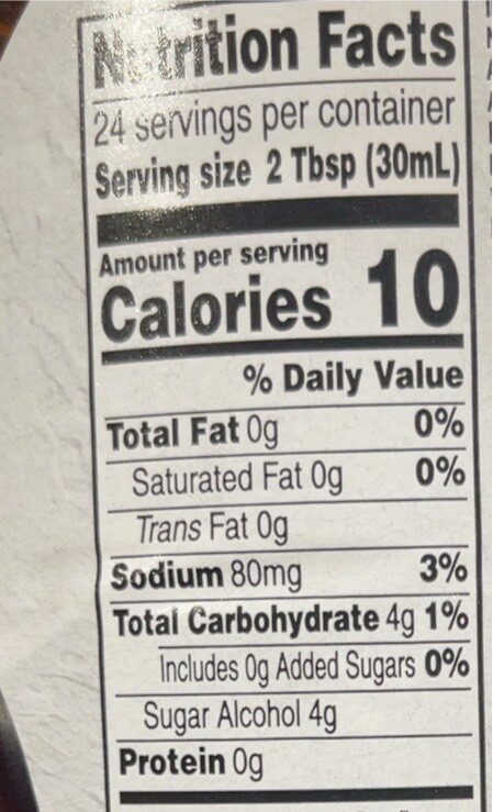 Pancake Syrup - Nutrition facts