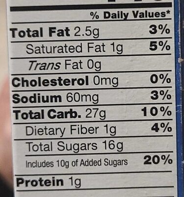 Big fig bar blueberry - Nutrition facts