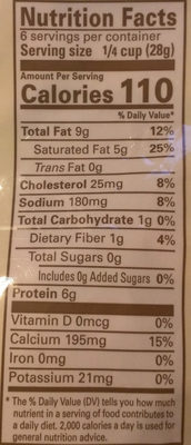 Shredded Cheddar Cheese, Mild - Nutrition facts