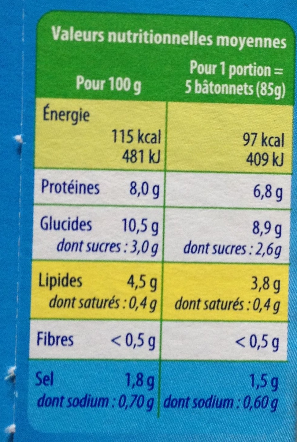 Le Bâtonnet Moelleux (10 Bâtonnets) - Nutrition facts - fr