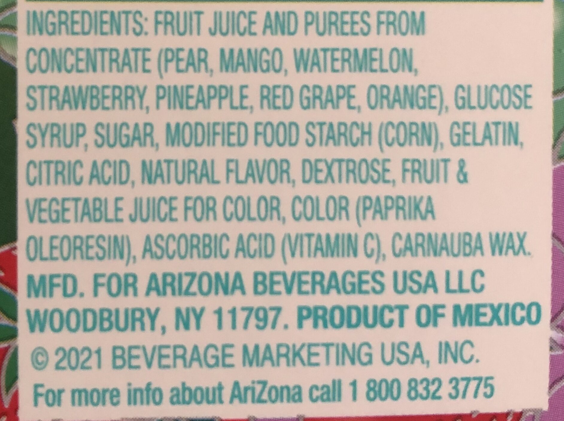 Original Brand Arizona Fruit Snacks - Ingredients