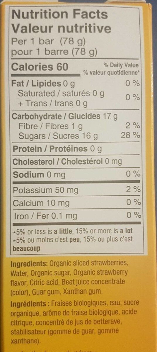Strawberry fruit bars - Nutrition facts - fr
