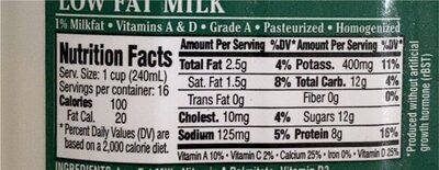 Low Fat Milk - Nutrition facts