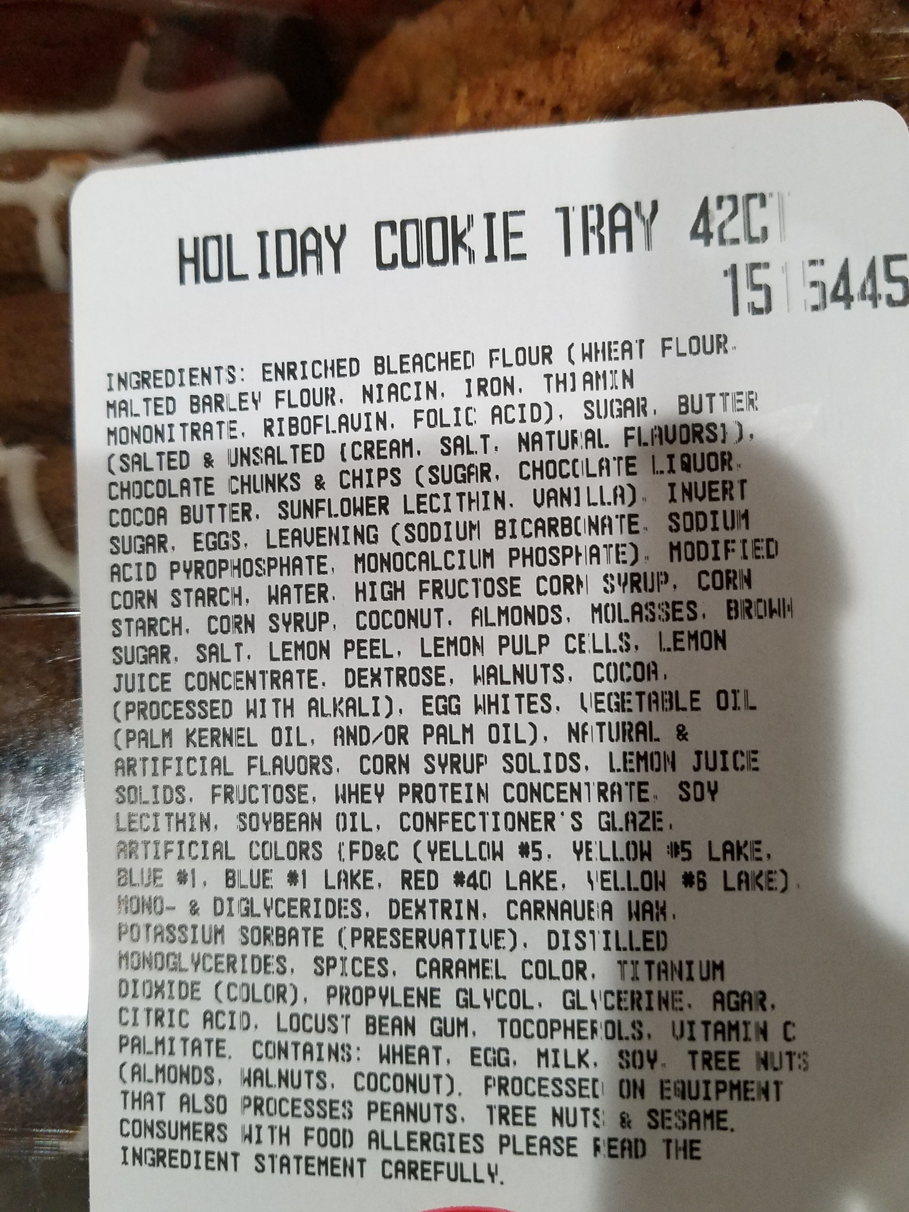 Holday cookies from Costco - Ingredients