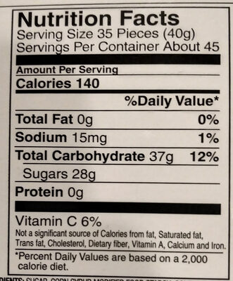 Jelly Belly - Nutrition facts