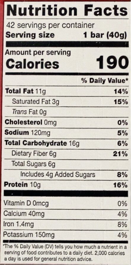 Chewy Protein Bar - Nutrition facts