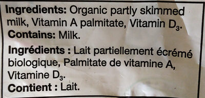 2% M.F. Organic Partly Skimmed Milk - Ingrediënten - en