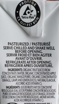 Organic 100% jus - Ingrediënten - fr