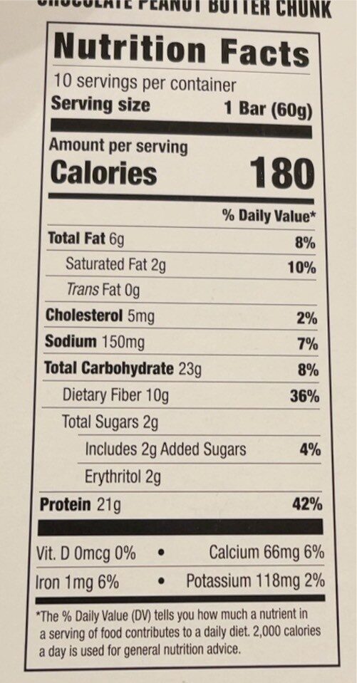 Cookies and cream protein bar - Nutrition facts
