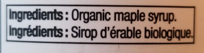 Organic Maple Syrup Grade A Amber - Zutaten - en