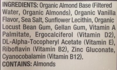 Organic Vanilla Almond Milk - Ingrédients